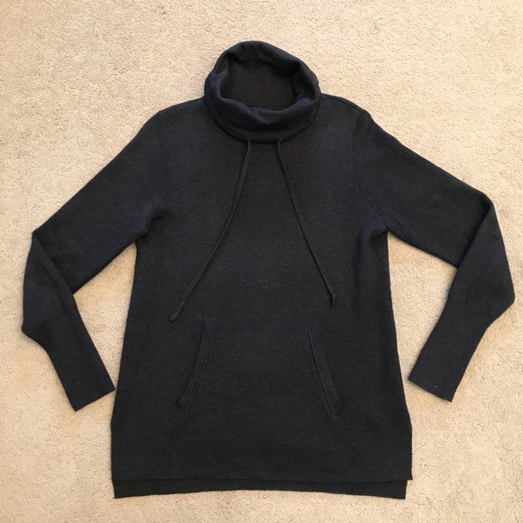 Cynthia Rowley Sweaters - Cynthia Rowley Turtleneck Sweater Womens Medium Charcoal Grey Pocket Thumb Holes